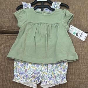 Carter's Green and Floral Kids Matching Set